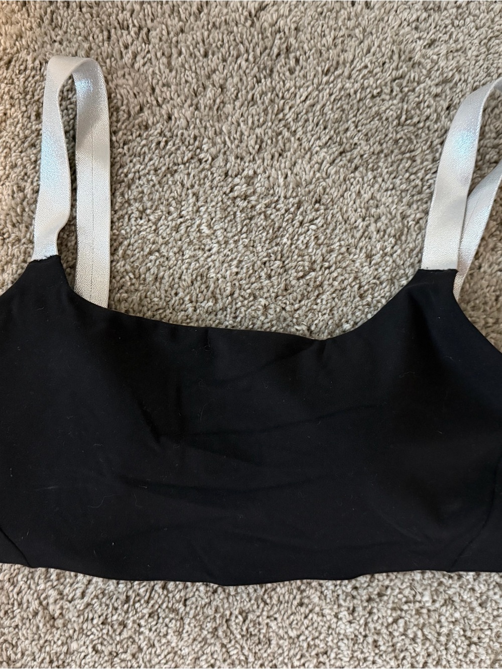 Athleta Black Bralette with Shimmery Silver Straps